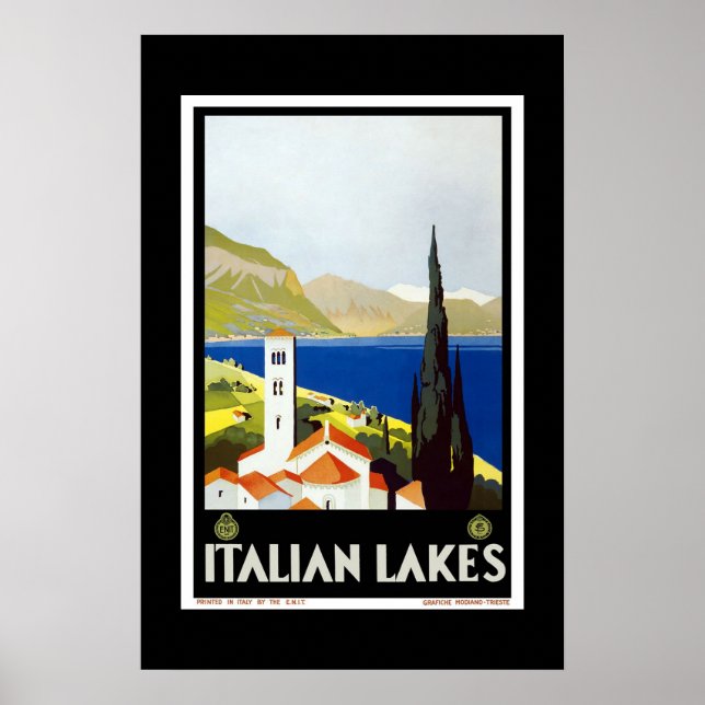 Print Retro Vintage Image Travel Italian Lakes (Front)
