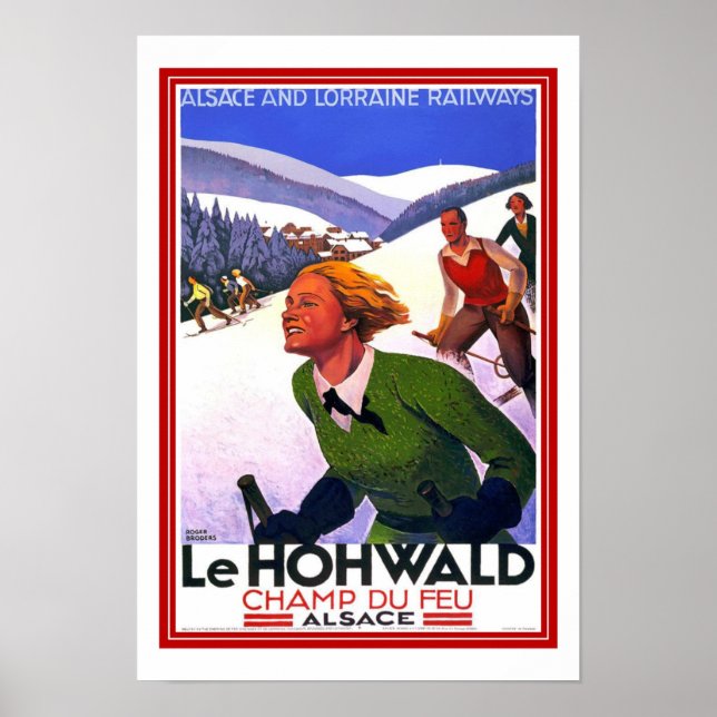 Print Retro Vintage Image Travel LeHohwald Ski (Front)