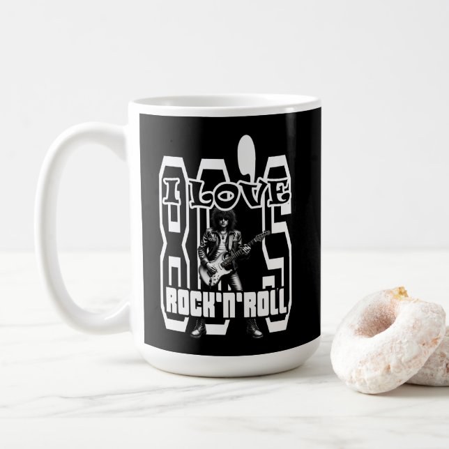 Print Rock - I Love 80s Rock’n’Roll – Coffee Mug (With Donut)