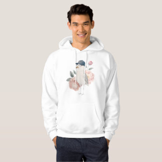 Print Seagull in a cap with peonies toy in sneaker Hoodie