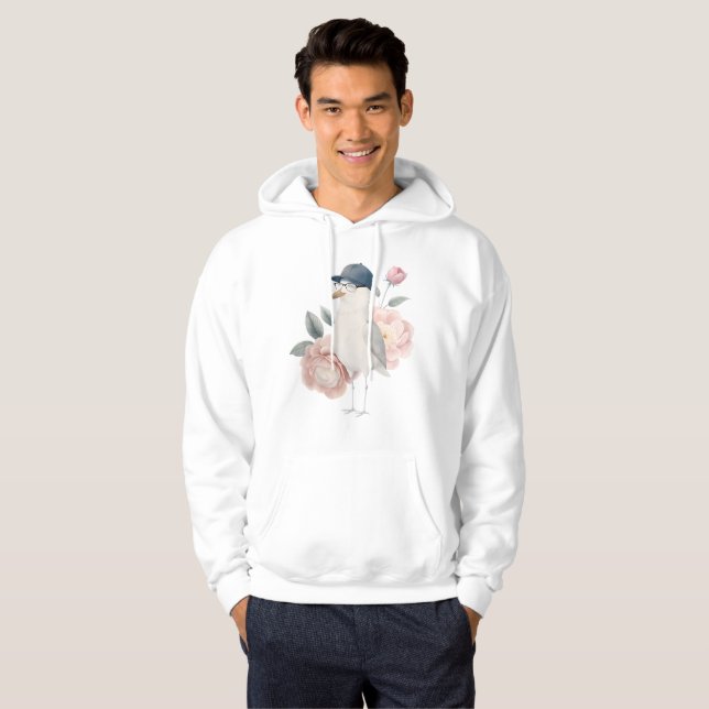 Print Seagull in a cap with peonies toy in sneaker Hoodie (Front Full)