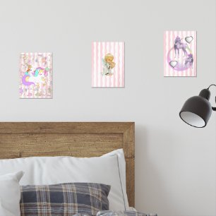 Print Set Pink & White Stripe Unicorn Angel