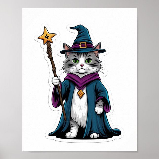 Print, Value (Semi-Gloss) Mini wizard cat with mag Poster (Front)