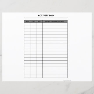 Printable Activity Log
