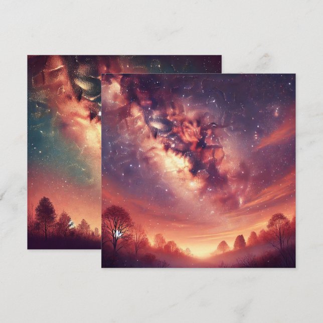 Printable Autumn Galaxy Milky Way Scrapbook Invitation (Front/Back)