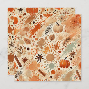 Printable Autumnal Watercolor Pumpkins Scrapbook Invitation