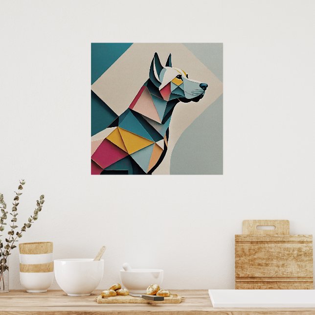 Printable beautiful geometric illustration Dog Poster (Kitchen)