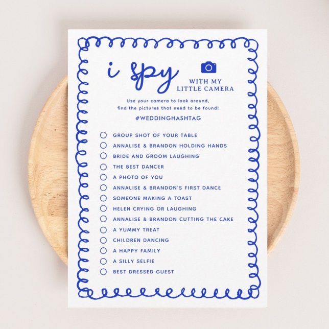 Printable Blue I Spy Wedding Photo Hunt Game Programme (Creator Uploaded)