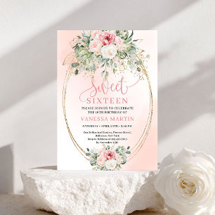 Printable Blush and Gold Sweet 16 Party Invitation