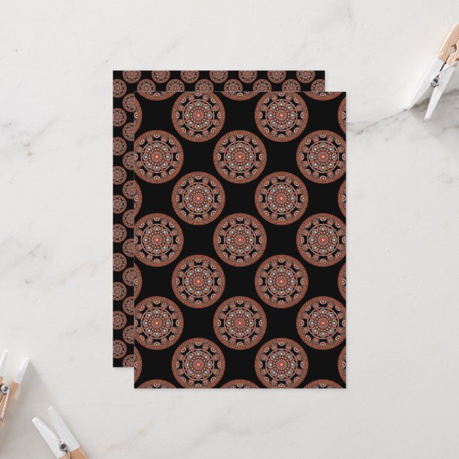 Printable Bohemian Dot Mandala Scrapbook Paper Invitation (Front/Back In Situ)