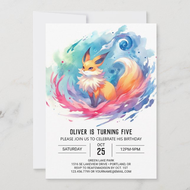 Printable Bohemian Fox Birthday Invitation (Front)