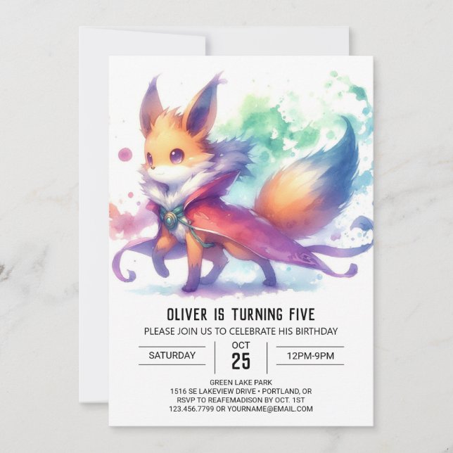 Printable Bohemian Fox Birthday Invitation (Front)