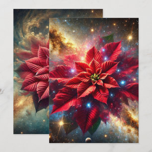 Printable Celestial Poinsettia Floral Scrapbooking Invitation