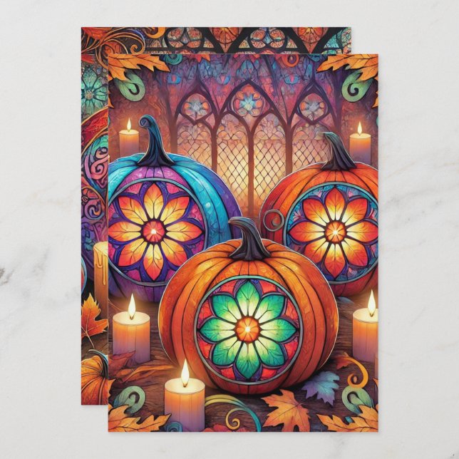 Printable Christian Stained Glass Halloween  Invitation (Front/Back)