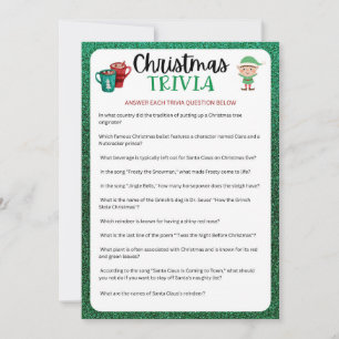Printable Christmas Game   Christmas Trivia Game Holiday Card