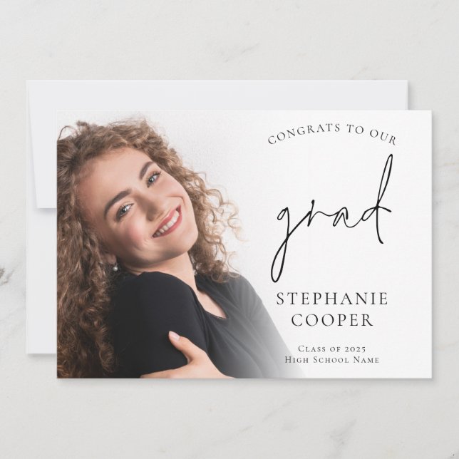 Printable Congrats Grad Script 6 Photo Graduation Announcement (Front)
