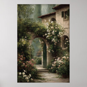 Printable Cottage Garden Wall Art, Spring Antique Poster