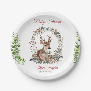 Printable Cute Woodland Forest Baby Deer Shower Paper Plate
