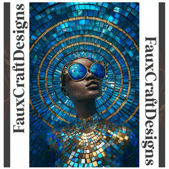 Printable Dark Skin Bald Woman Faux Mosaic 061 Poster (Creator Uploaded)