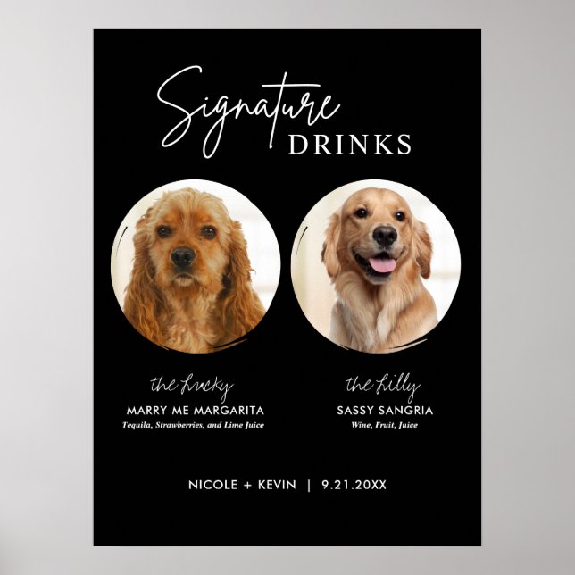 Printable Dog Signature Drinks Wedding Bar Sign (Front)