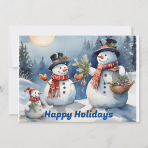  Printable, Downloadable Snowman Family. Snowman Holiday Card