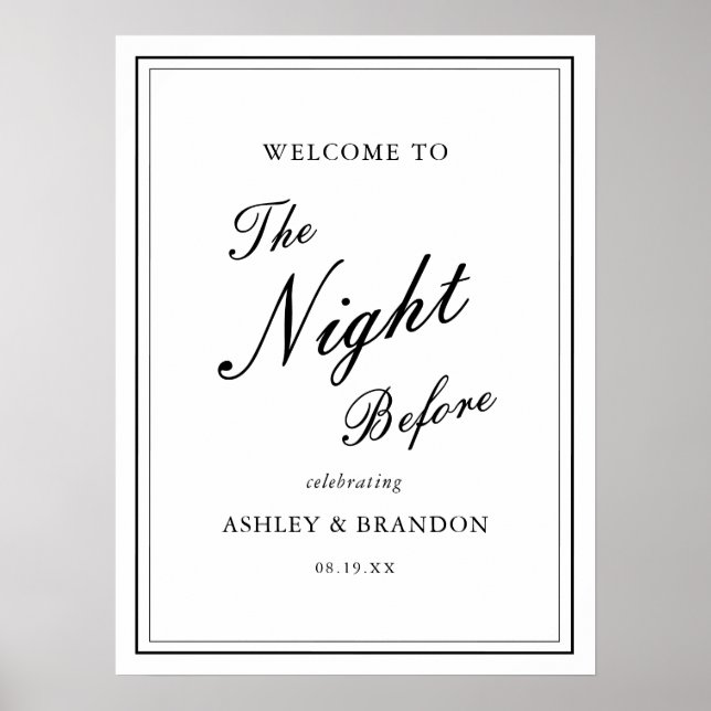 Printable Elegant Rehearsal Dinner Welcome Poster (Front)