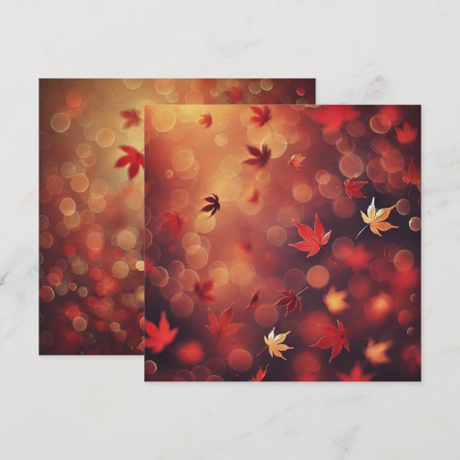 Printable Falling Maple Leaves Bokeh Scrapbook Invitation (Front/Back)