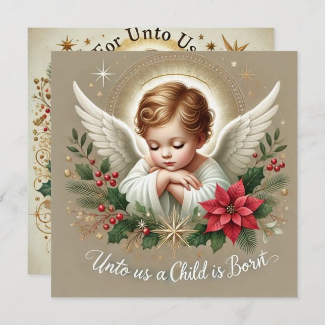 Printable Festive Baby Jesus Bible Verse Scrapbook Invitation (Front/Back)