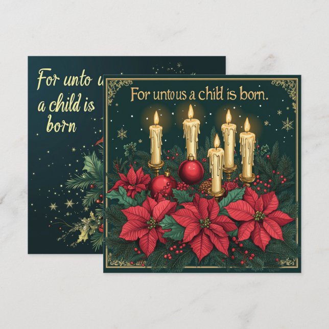 Printable Festive Floral Candles Bible Verse Paper Invitation (Front/Back)