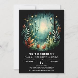 Printable Fireflies Pastel Woodland Birthday Invitation