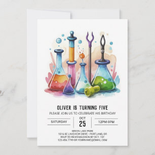 Printable Flask Potion Scientist Birthday Invitation