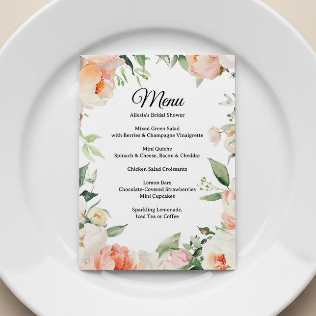 Printable Floral Bridal Shower Menu Invitation (Creator Uploaded)