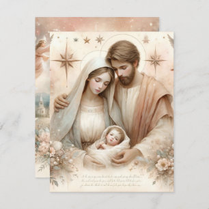 Printable Floral Watercolor Baby Jesus Cardstock Invitation