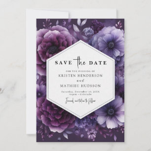 Printable Florals Purple Floral Wedding Save The Date