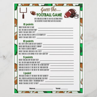 Printable Football Guessing Game Idea For Kids Custom Letterhead