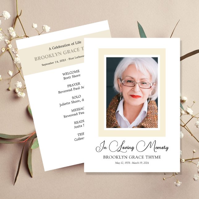 Printable Framed Photo Celebration of Life Program Invitation (Creator Uploaded)