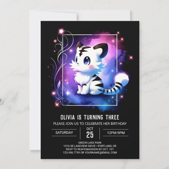 Printable Fun Tiger Birthday Invitation (Front)