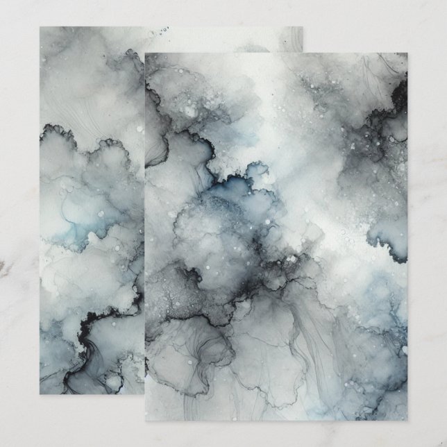 Printable Ghostly Mist Halloween Alcohol Ink Invitation (Front/Back)