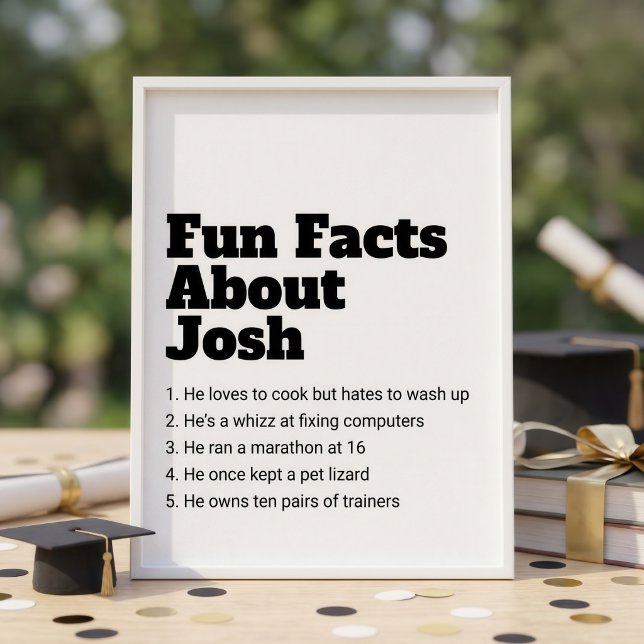 Printable Graduate Fun Facts Grad Black Writing Poster (Creator Uploaded)