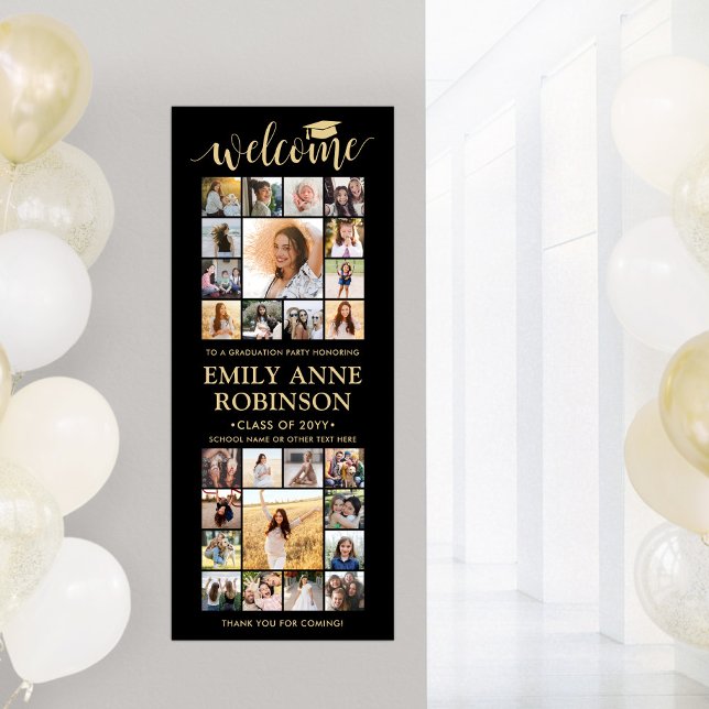 Printable Graduation Welcome Collage Black & Gold Poster (Creator Uploaded)