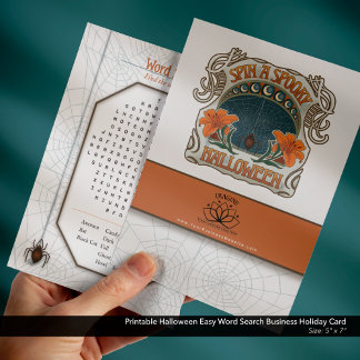 Printable Halloween Easy Word Search Business Holiday Card