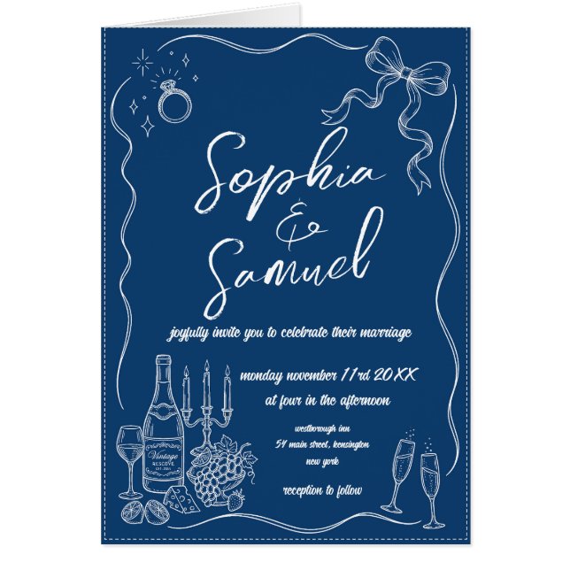 Printable Hand‑Drawn Wedding Invitation (Front)