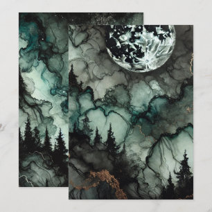 Printable Haunted Forest Halloween Alcohol Ink Invitation