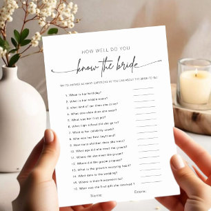 Printable How Well Do You Know the Bride Game