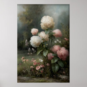 Printable Hydrangea Wall Art, Antique Spring Poster
