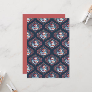 Printable Kawaii Christmas Fox Mandala Ogee Damask Invitation
