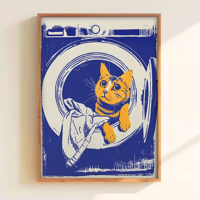 Printable Laundry Wall Art Funny Poster Cat in Was (Creator Uploaded)
