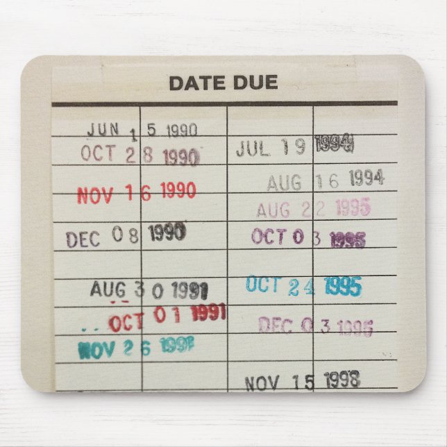 Printable Library Cards Mousepad (Front)