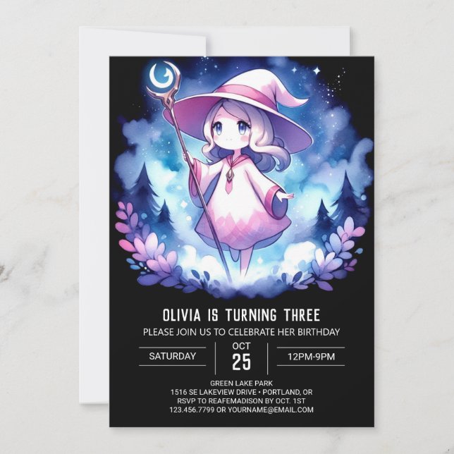 Printable Magical Wizard Birthday Invitation (Front)