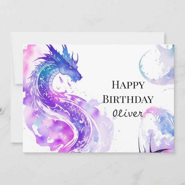  Printable Majestic Dragon Birthday Card (Front)